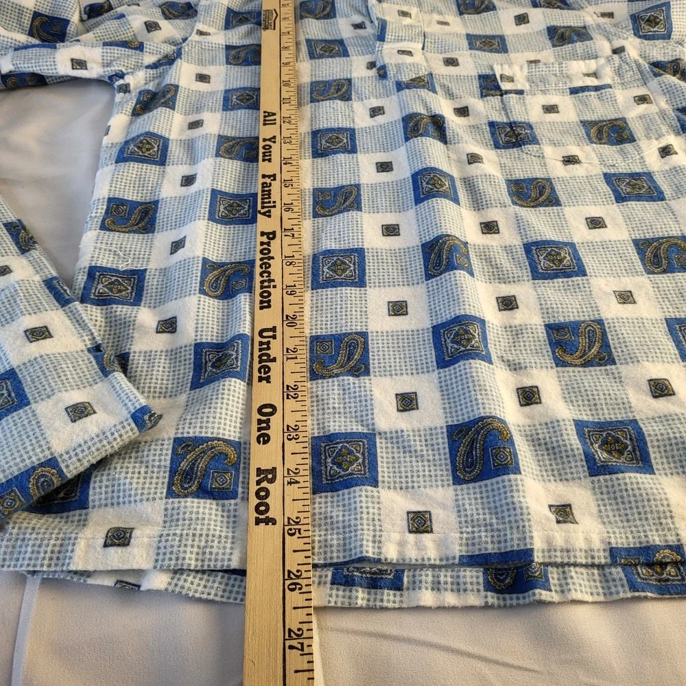 Towncraft Men's S Pajamas Penney's Sanforized Cotton Flannel Blue Plaid Paisley